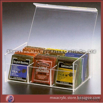 Clear rectangle polished acrylic condiment container/vessel/receptacle/box
